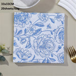 serviettes papier fleur oiseau géométrique bleu blanc classique vintage decoration fetes