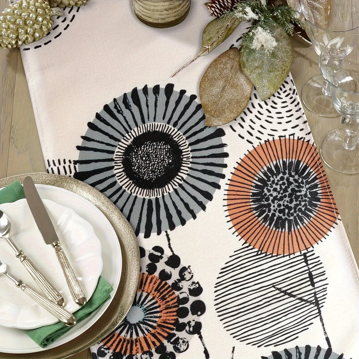 nappe florale moderne motifs abstraits textiles polyester maison restaurant decoration