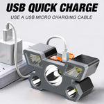 lampe frontale led noire orange rayées moderne ceinture recharge usb