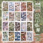 autocollants scrapbooking décoration fruits plats paysages transparents adhésifs variés couleurs vintage journal