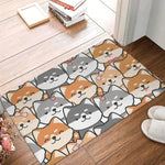 tapis sol dessin animé chien shiba inu corgi moderne extérieur beige marron rose pâle