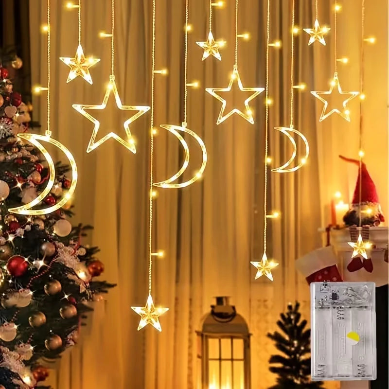 guirlande lumineuse étoiles lunes led multicolore blanche décoration noël ramadan chambre festive
