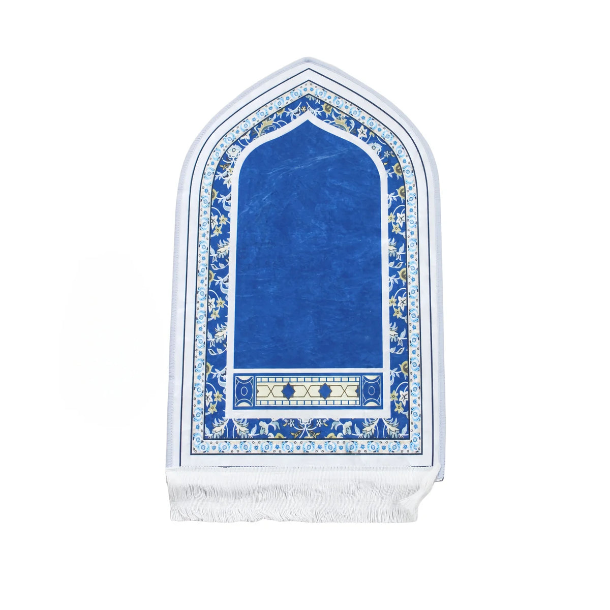tapis prière musulman polyester antidérapant motifs floraux moderne bleu vert noir blanc usage maison