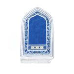 tapis prière musulman polyester antidérapant motifs floraux moderne bleu vert noir blanc usage maison
