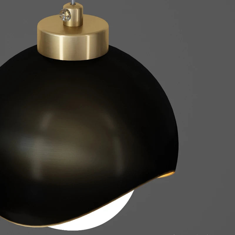 suspension pendentif verre noir doré moderne éclairage chambre salle manger lumière mat opaques