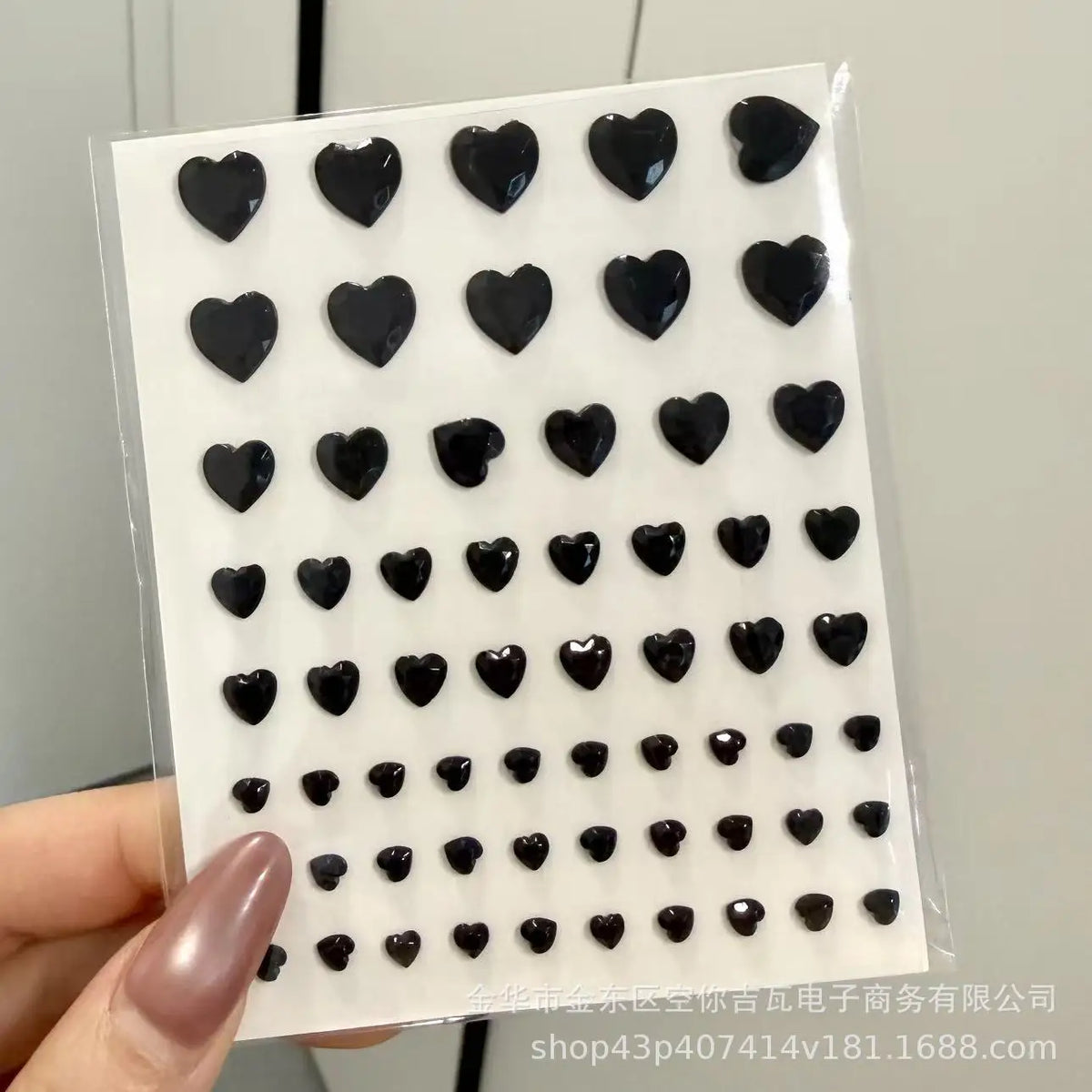 sticker 3d noir coeurs étoiles gouttes adhésif décoratif enfants ongles carnet visage