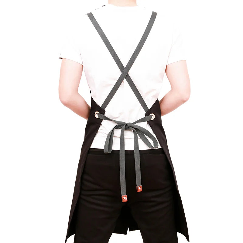 tablier cuisine noir uni classique poches élastiquées ajustement élastique waterproof
