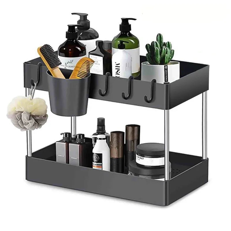 rangement sous évier noir moderne niveaux clips antislip pads tubes support