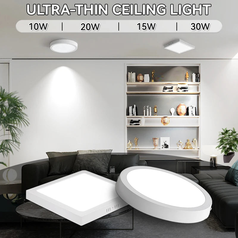 plafonniers led blancs modernes rond carré éclairage cuisine salon 10w 15w 20w 30w