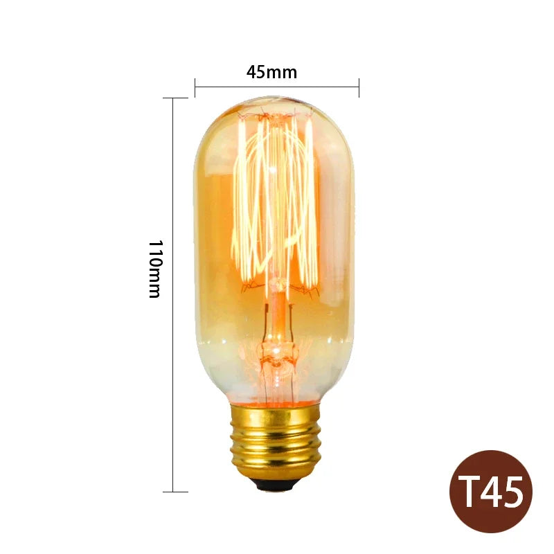 Ampoules Edison vintage filaments spirales dorées transparentes E27 250 lumens 30000h