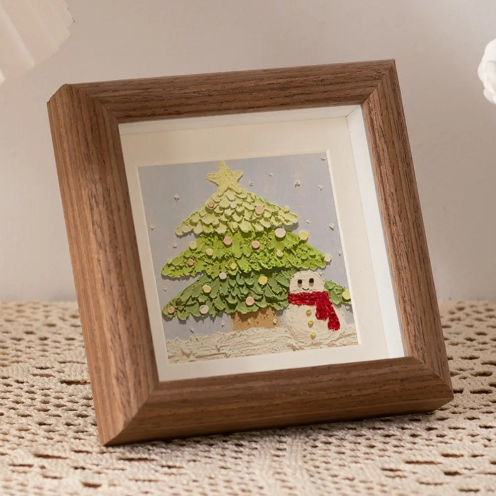 cadres photo miniatures bois illustrés paysages abstraits bohèmes multicolores adultes