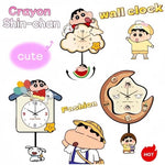 horloge murale crayon shin chan dessins animés moderne happy family personnages animaux motifs floraux