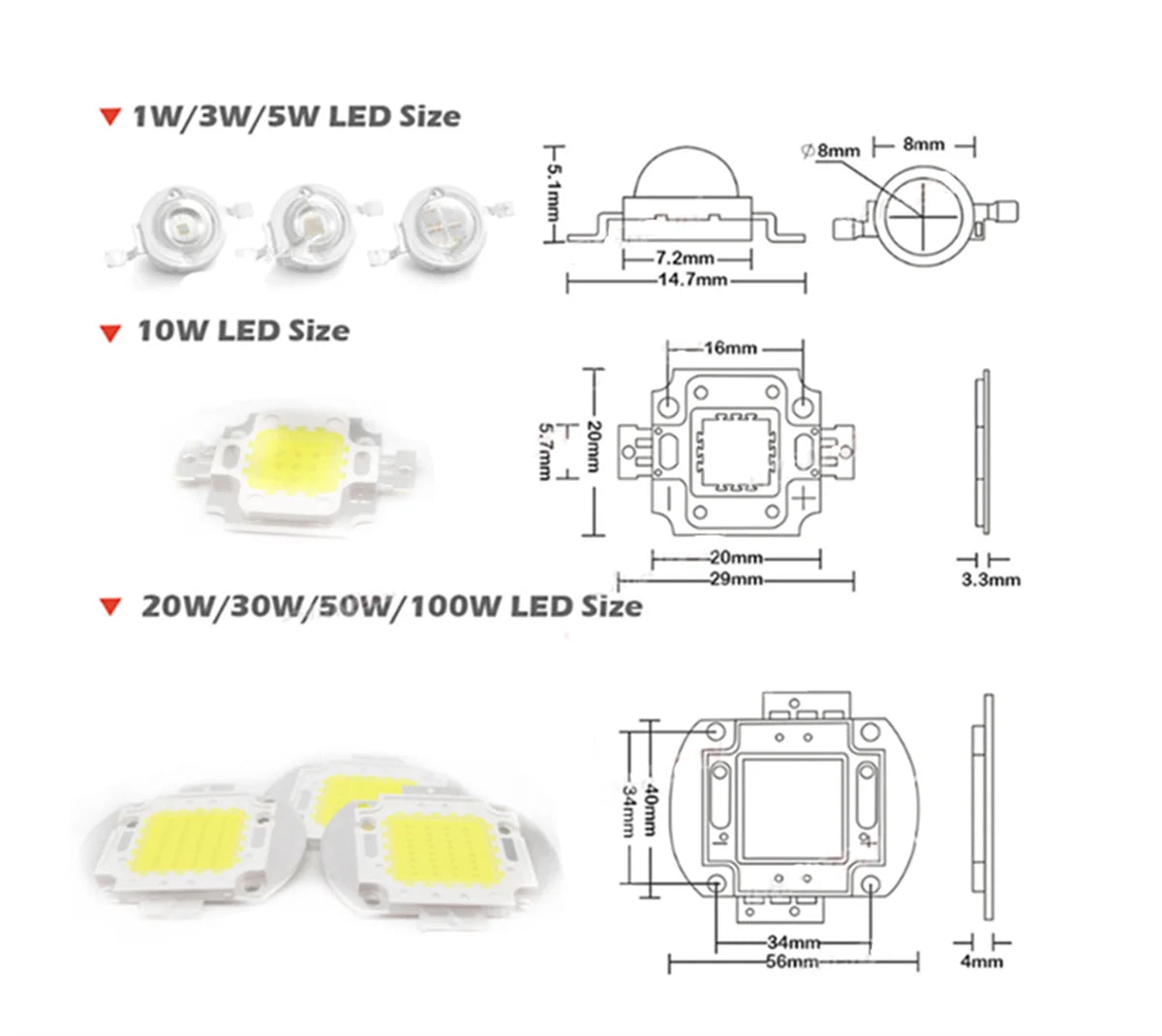 lumière led cob haute puissance spot blanc jaune moderne 10w 20w 30w 50w