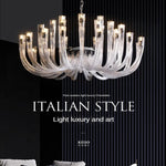 lustre contemporain transparent tubulaire suspension salon chambre ampoules led 15 30mètres carrés