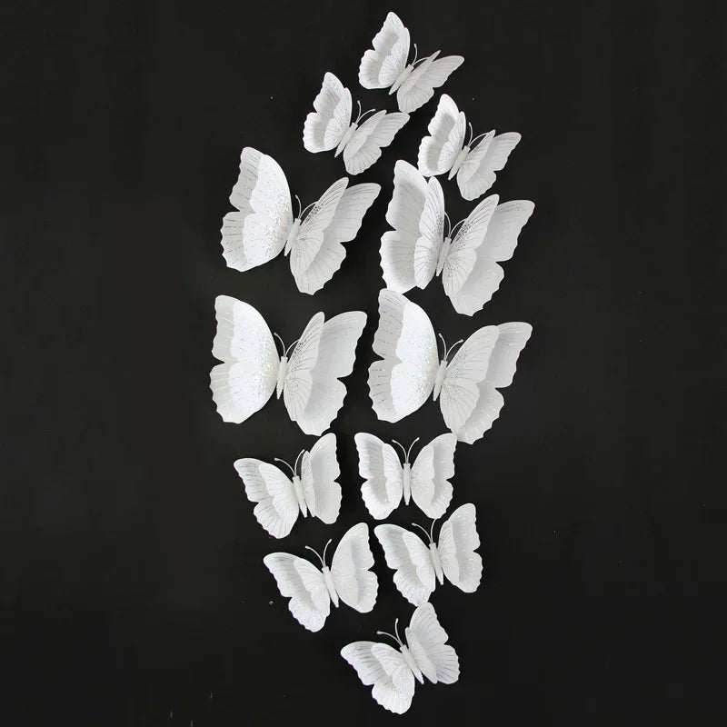 décoration murale papillon blanc transparent adhésif moderne chambre mariage 12 pièces