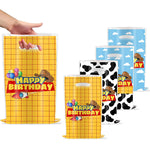 boîtes bonbons vache nuages assiettes jetables sacs cadeaux guirlande thème anniversaire ballons cowboys