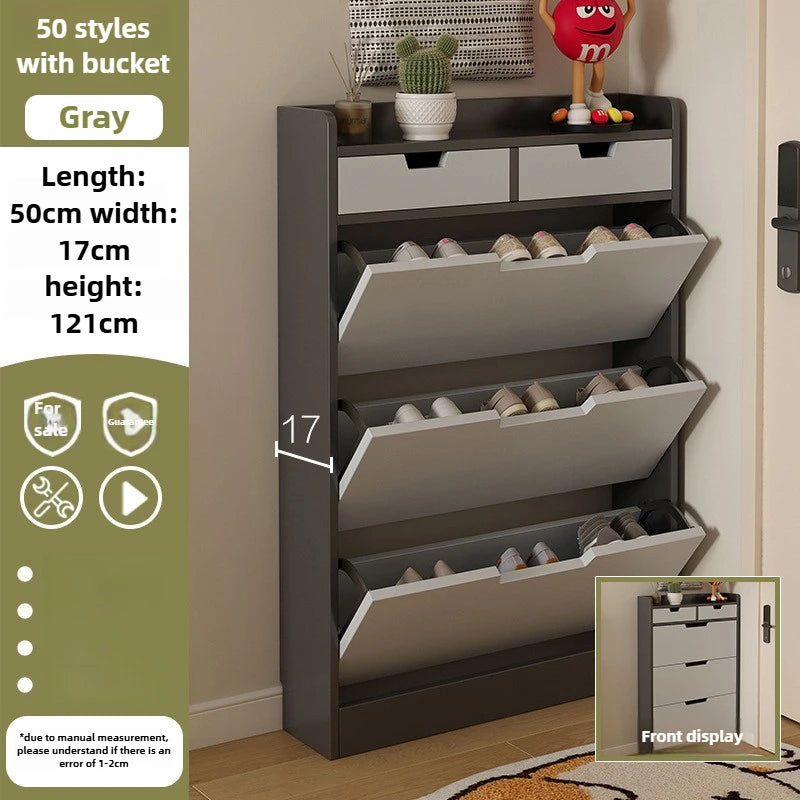 armoire chaussures moderne beige clair tiroirs rangement chaussures objets multifonction bois MDF