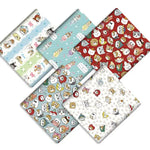 serviettes animales bleu vert rouge illustration mignonne chiens chats oiseaux coton polyester