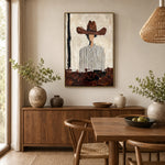 tableau abstrait moderne impression toile peinture expressionniste sans cadre vertical beige noir brun