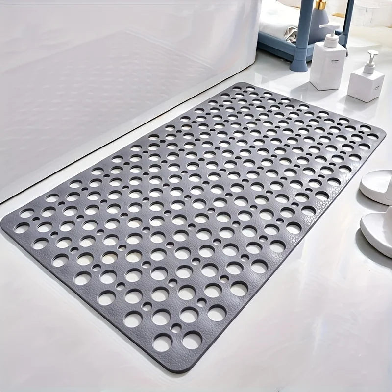 tapis bain antidérapant perforé gris bleu moderne ventouses drainage texturé