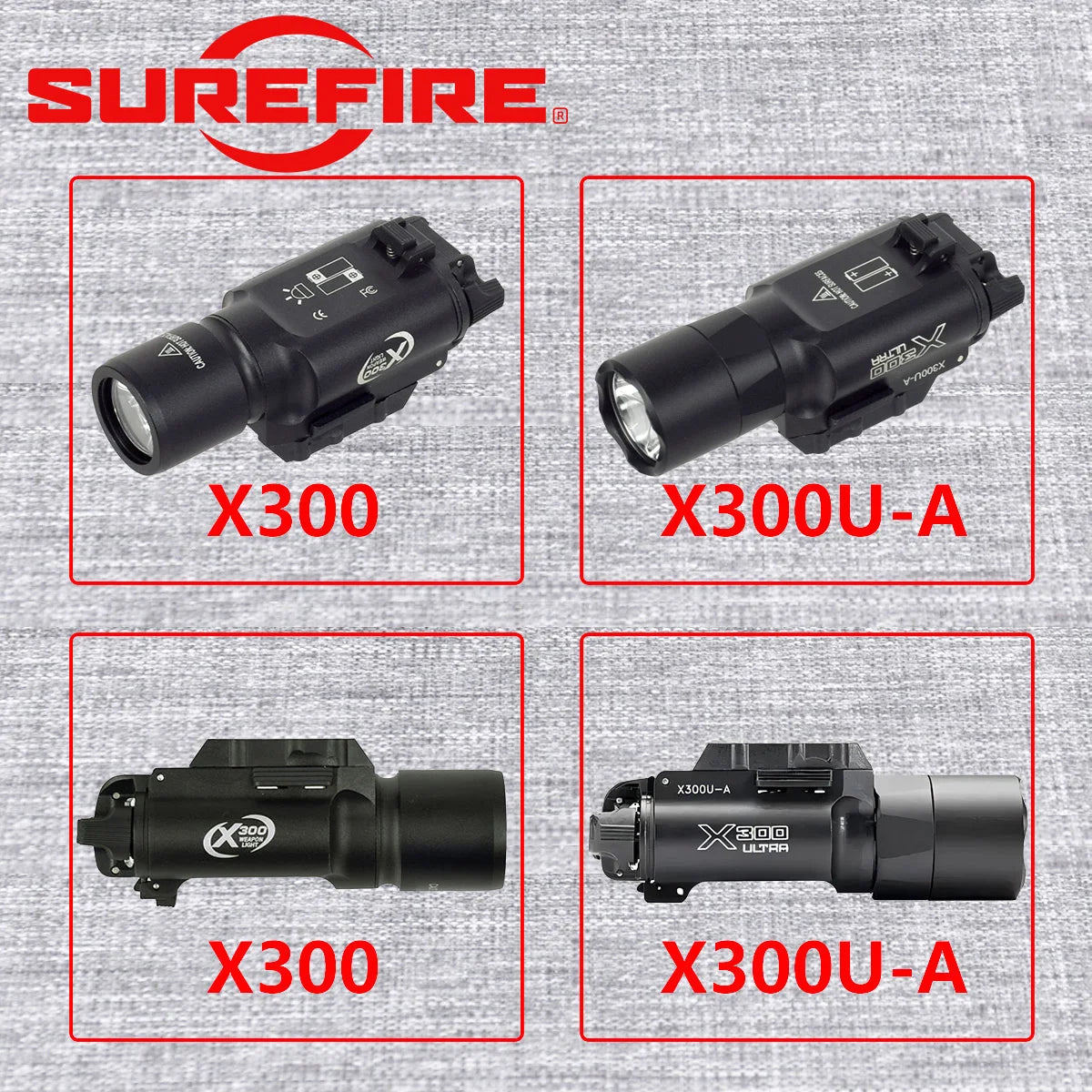 lampe torche tactique led noir mat compact tringle glock scout momentané constant stroboscope