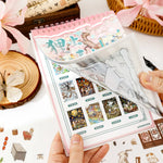 sticker book floral illustration chat paysage anti stress diy enfants activités mignon vintage