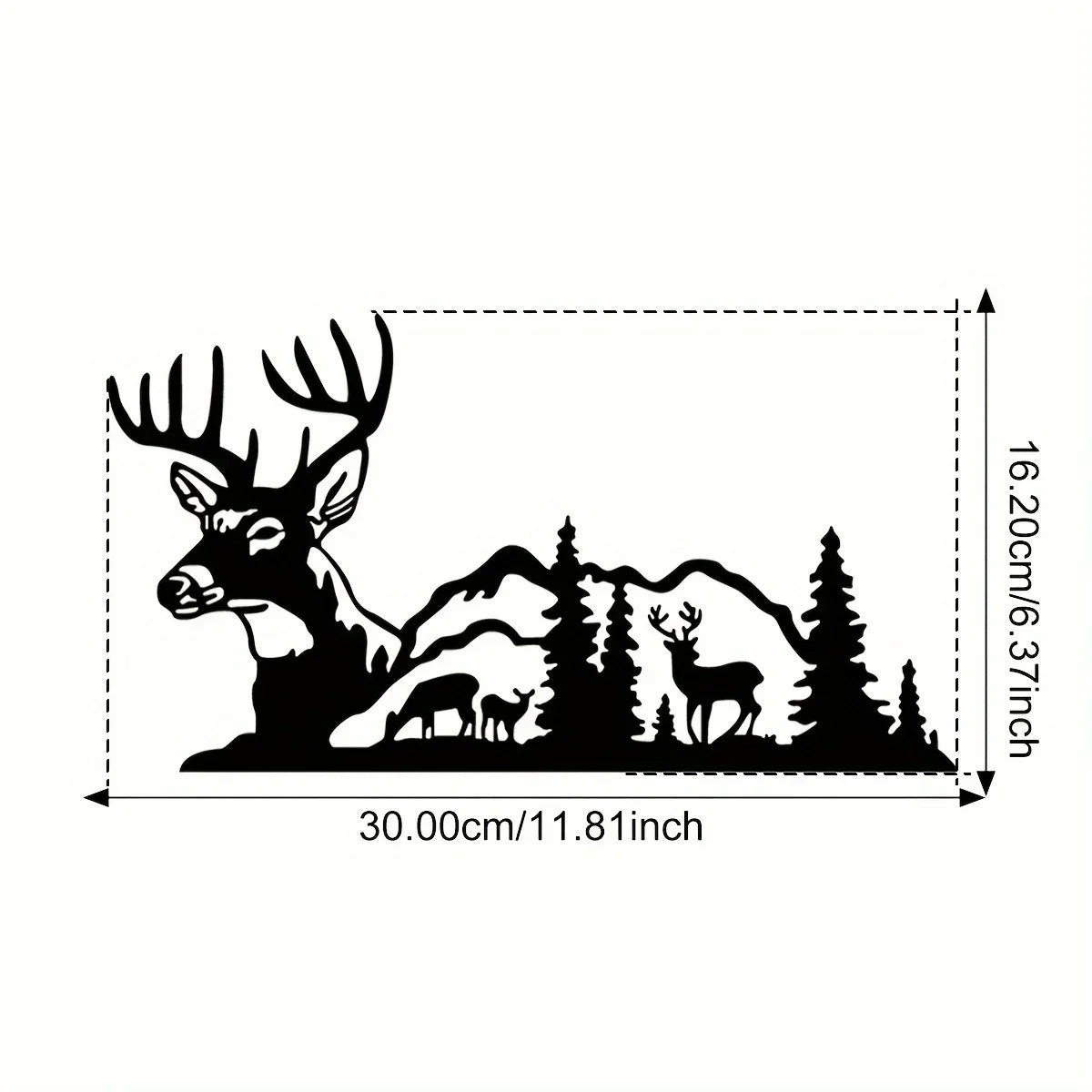 décoration murale silhouette animaux cerf arbre montagne noire moderne minimaliste artística maison