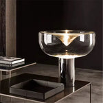 lampe table led transparente moderne base métallique interrupteur tactile vde certifié flux lumineux variable