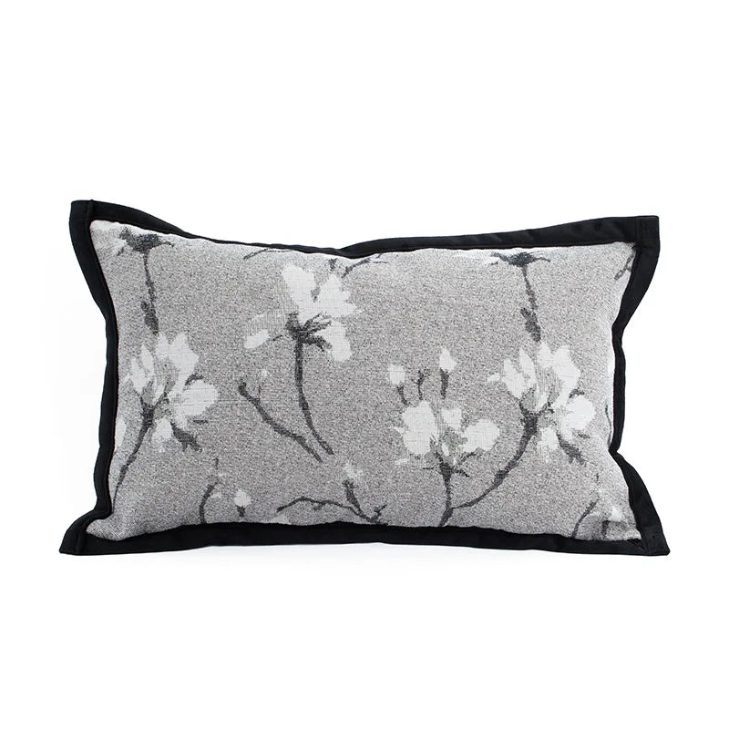 coussin deco gris noir blanc motif floral texture tissée contemporain adhésif maison voiture commercial
