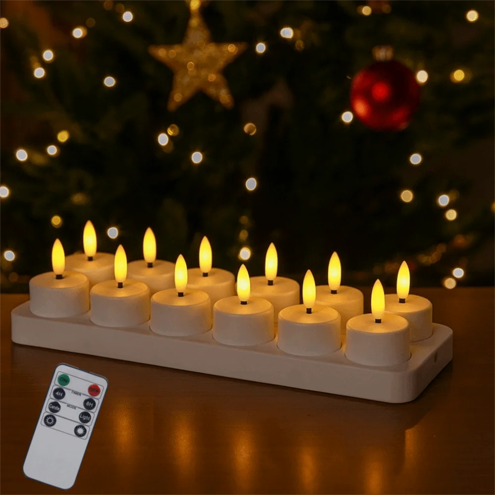 bougies led rechargeables blanc modernes télécommande boîte rangement câble usb 12pcs 4pcs 6pcs