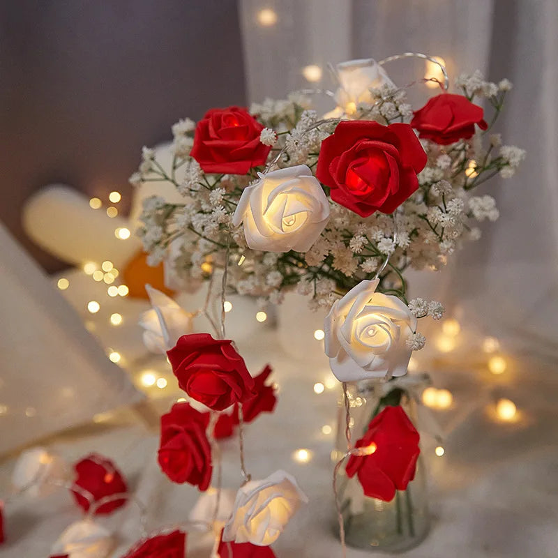 guirlande lumineuse rose fleurs artificielles baby's breath anniversaire mariage décoration féerique événement
