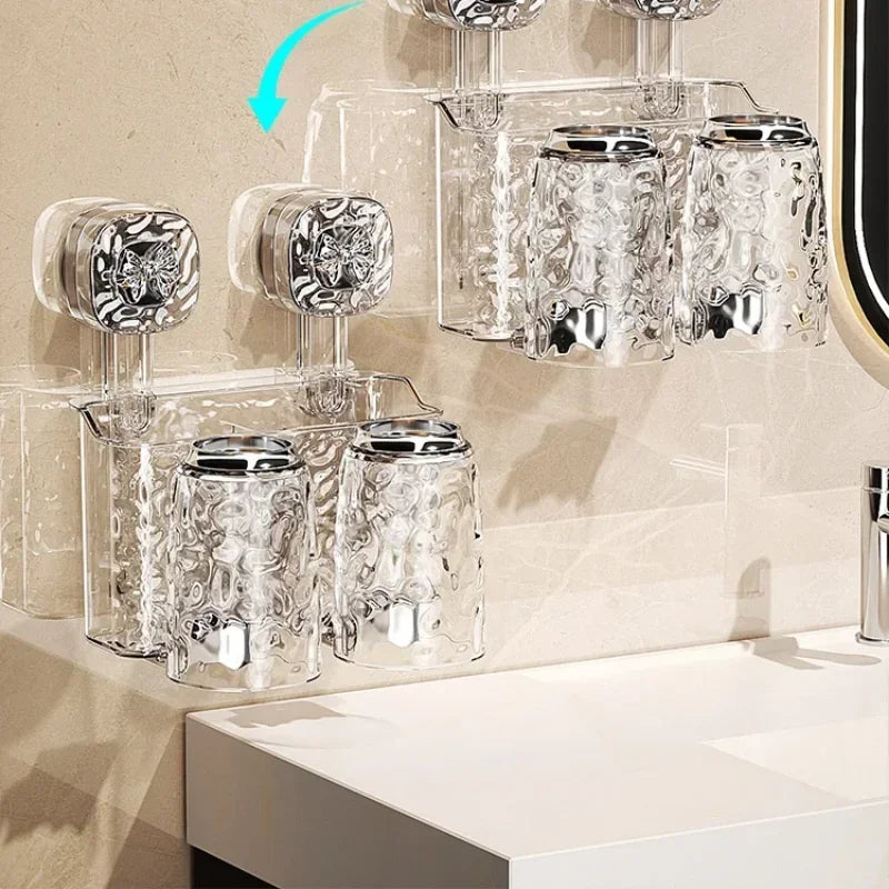 organisateur mural transparent texturé moderne porte bougies ventouse hygiénique salle bain rangement efficace simple