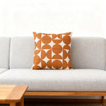 coussin carré géométrique beige marron contemporain amovible lavable 45x45cm bohème fixations