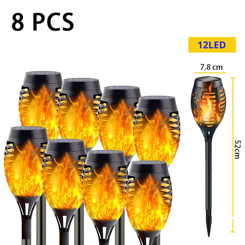 lampe solaire torche flamme artificielle moderne extérieure jardin pelouse tringle ip65 led 2492000lm abs