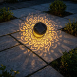 lampe solaire décorative moderne noire dorée ajourée florale ip65 extérieure jardin terrace