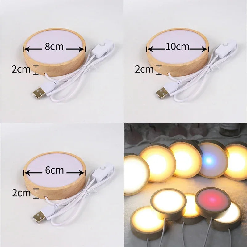 bases lampe led bois moderne plateau lumineux interrupteur câble usb décoration chambre noel