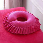 coussin massage violet velours confort sans electricité salon beauté thérapie spa repose visage repose