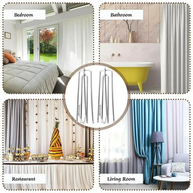 pinces rideaux moderne argentées métal résistant rouille 100pcs accessoire draperie fenêtre