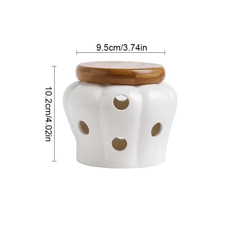 pots stockage ail céramique texturé forme cactus moderne bouchon bois trou