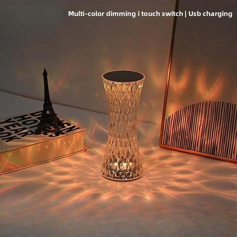 lampe décorative transparente diamant moderne commande tactile ambiancé romantique chambre chevet