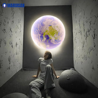 lampe murale lune moderne éclairage led gris blanc chaleur ambiance chambre salon