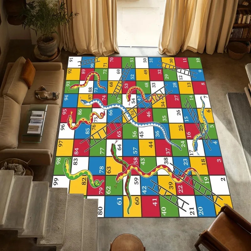 tapis jeu multicolore serpent escaliers moderne anti dérapant 50x80cm 80x120cm 120x160cm