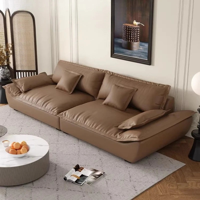 canapé d'angle simili cuir noir moderne coussins doux 180cm 210cm