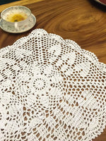 serviette table coton blanc motif floral traditionnel shabby chic vintage noël mariage fête