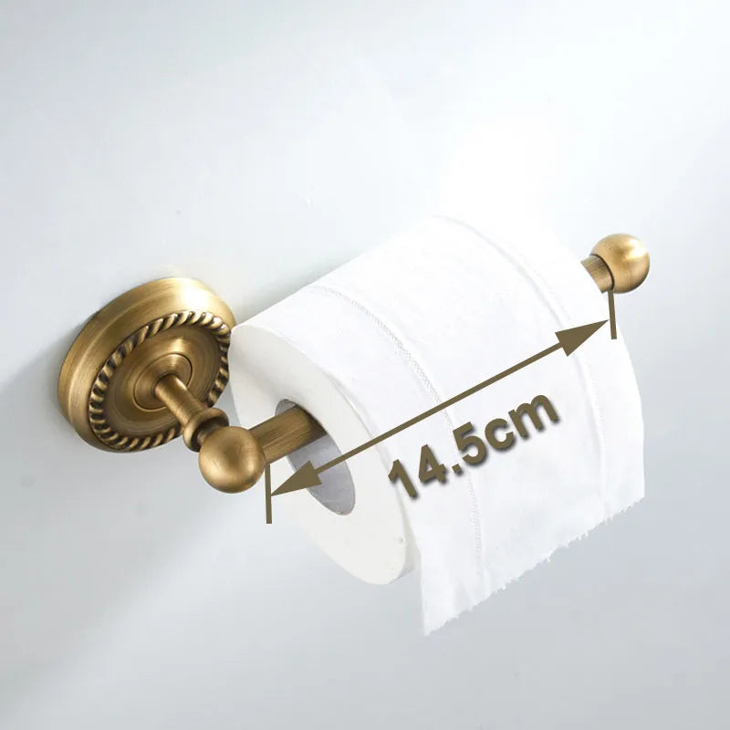 accessoires salle bain bronze doré classique finement ciselé serviette suspendue porte savon porte rouleau