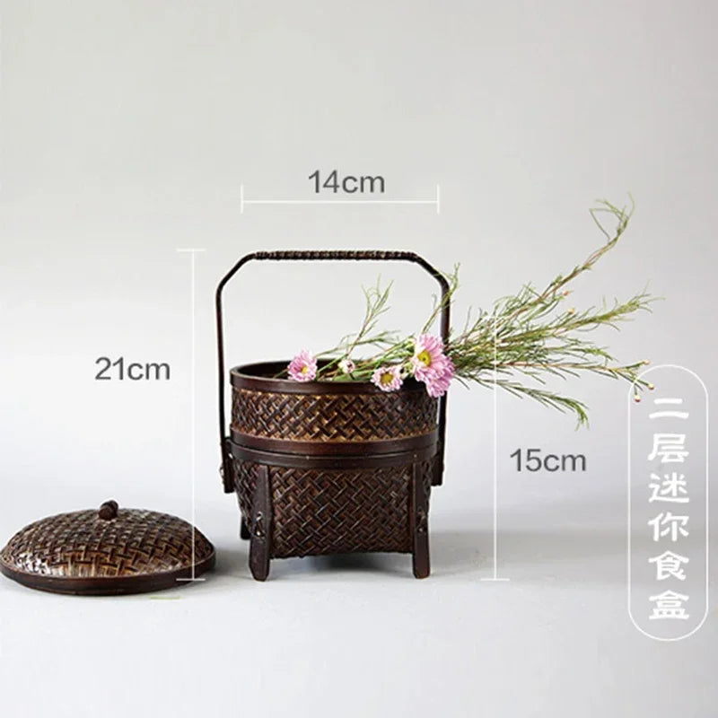 panier rotin tressé main vase bambou décoration fleurs rustique artisanal maison