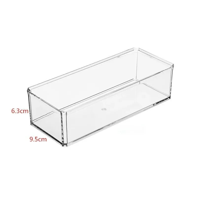 boîte rangement transparente multi compartiments clips moderne bâtonnets coton serviettes papier savon minimaliste organisation
