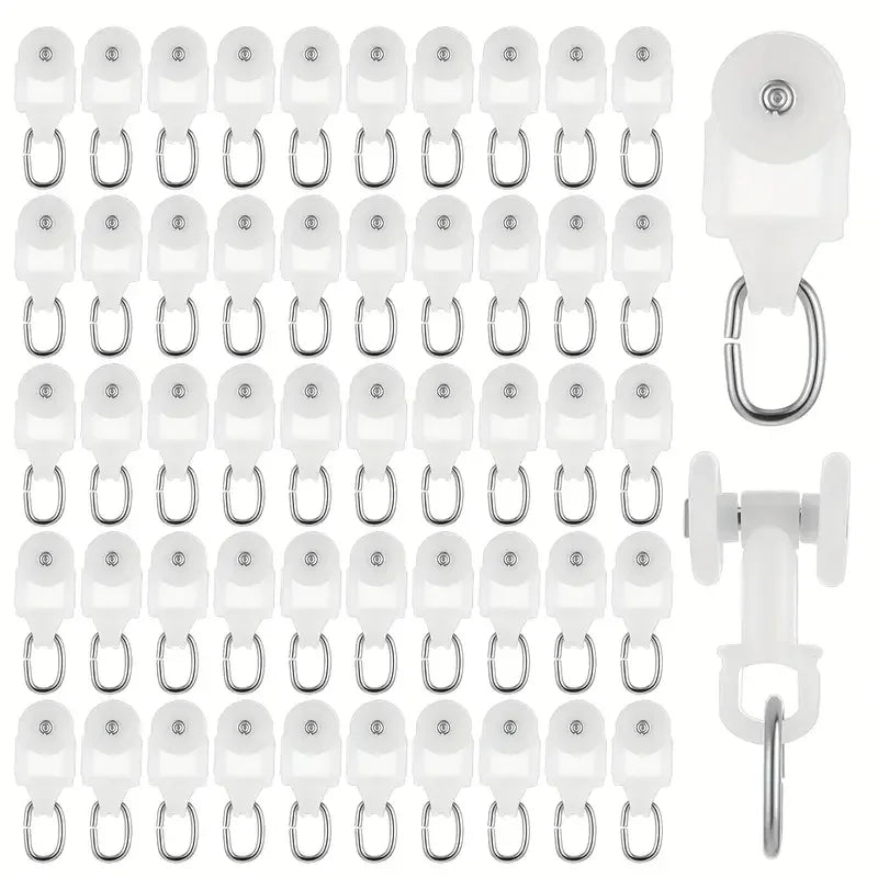 pulley rideau blanc moderne accessoire volet plastique lisse anneau métallique 50 pièces