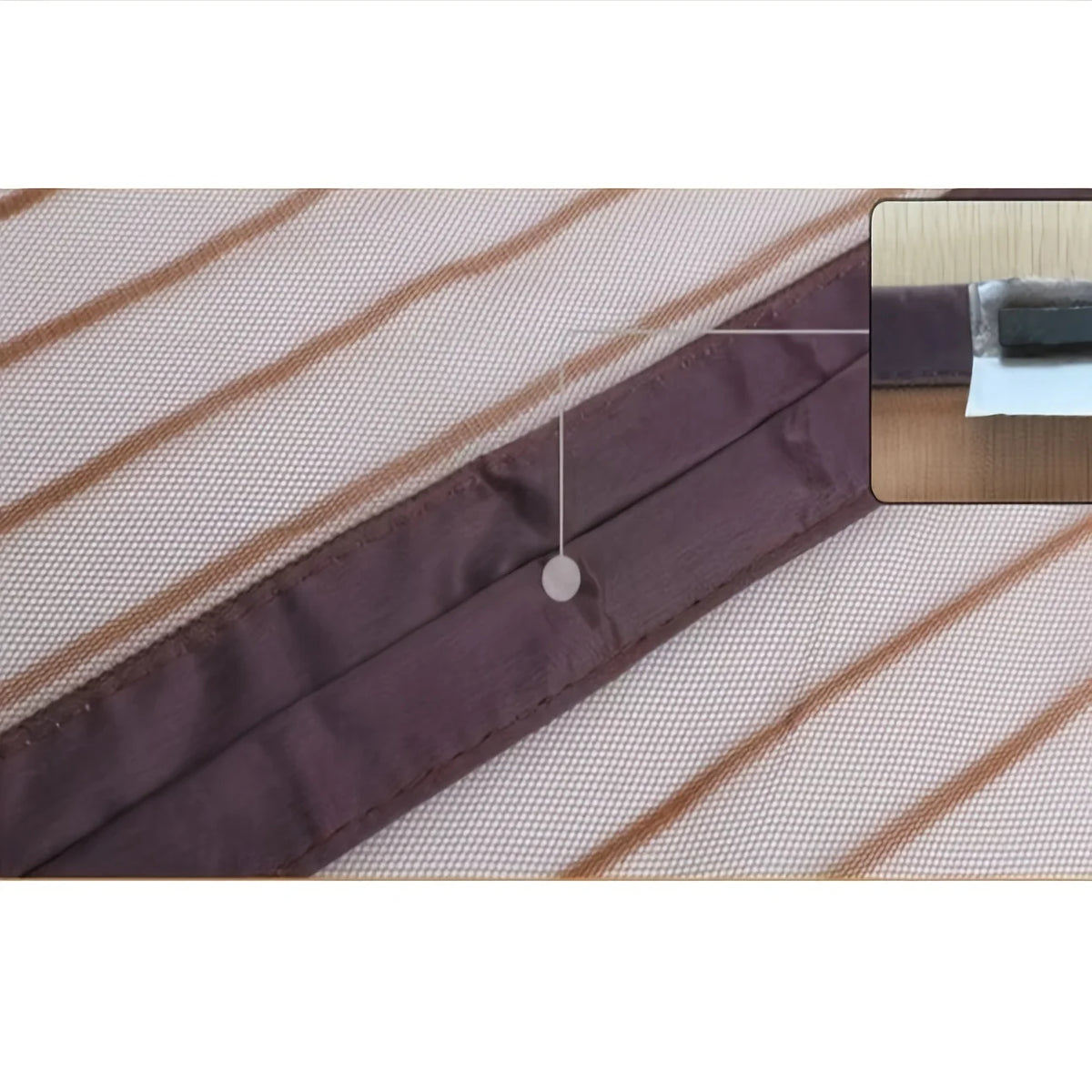 rideau porte marron clair beige rayures horizontales moderne adhésif opacité été maison ventilation anti