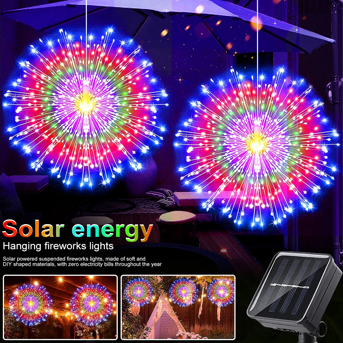 guirlande lumineuse solaire 90 150 200 leds multicolore étoiles moderne extérieur festive noël patio